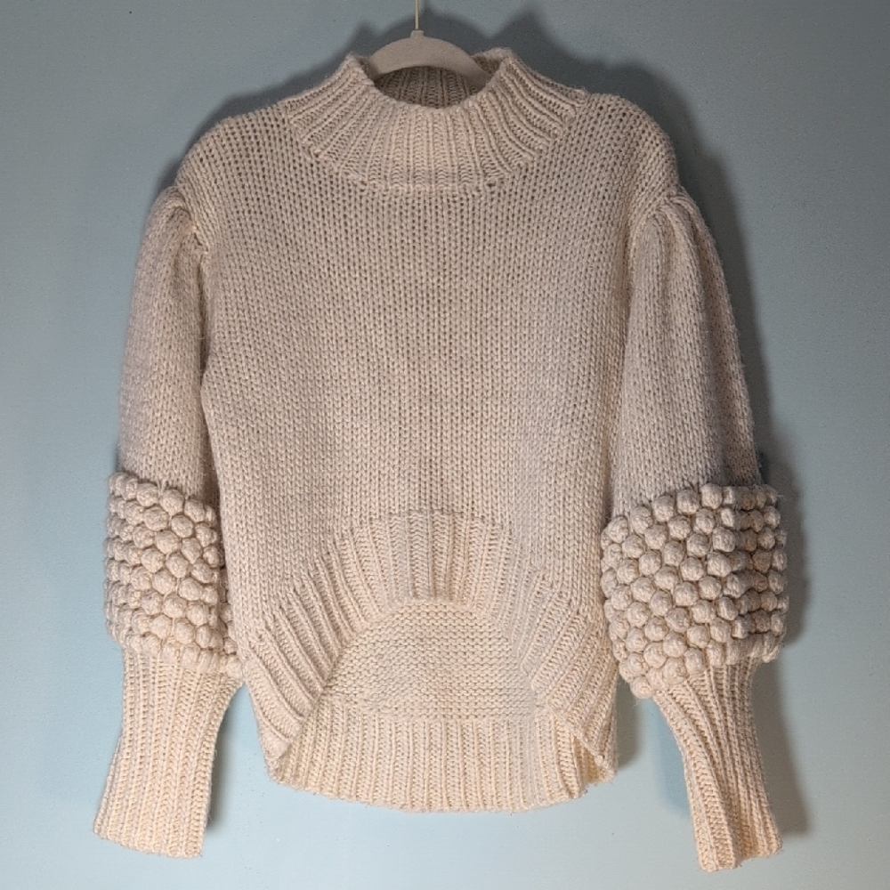 C/meo Collective Hold Tight Pom Mock Neck Cream Sweater Medium Revolve Urban